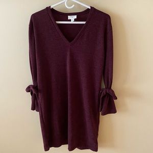 BURGENDY tie sleeve dress